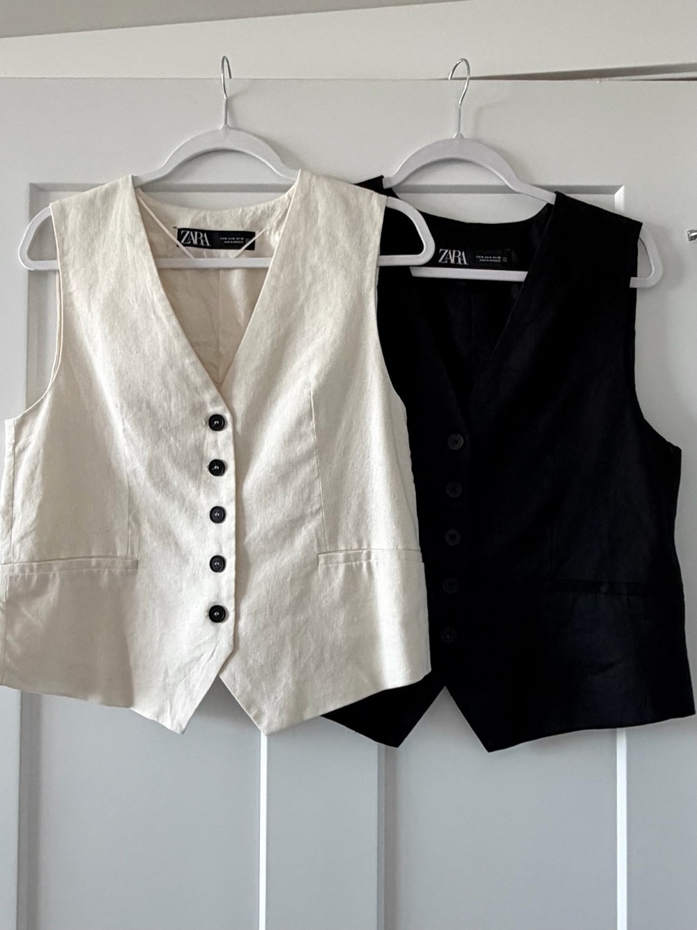Zara Tailored Linen Blend Vest & High-Rise Shorts Set of 2 Black & Ecru Size M - Picture 7 of 15
